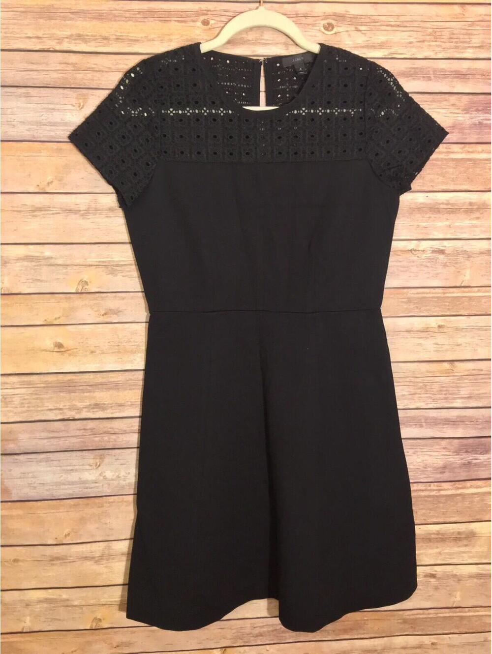 J. Crew Dress Size 4 Black Evening‎ Party Lace NYE Short Sleeve 368